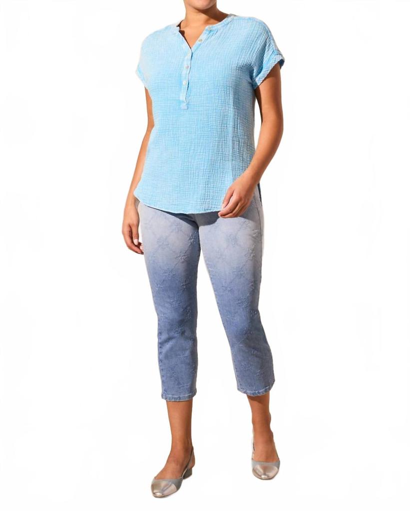 Tribal Cap Sleeve Blouse In Sailboat