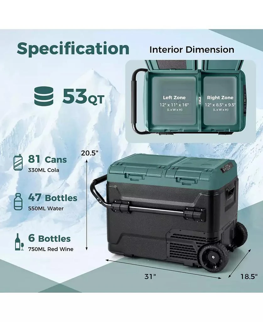 GOUUN Dual Zone 12V Car Refrigerator for Vehicles Camping Travel Truck RV Boat Outdoor 3