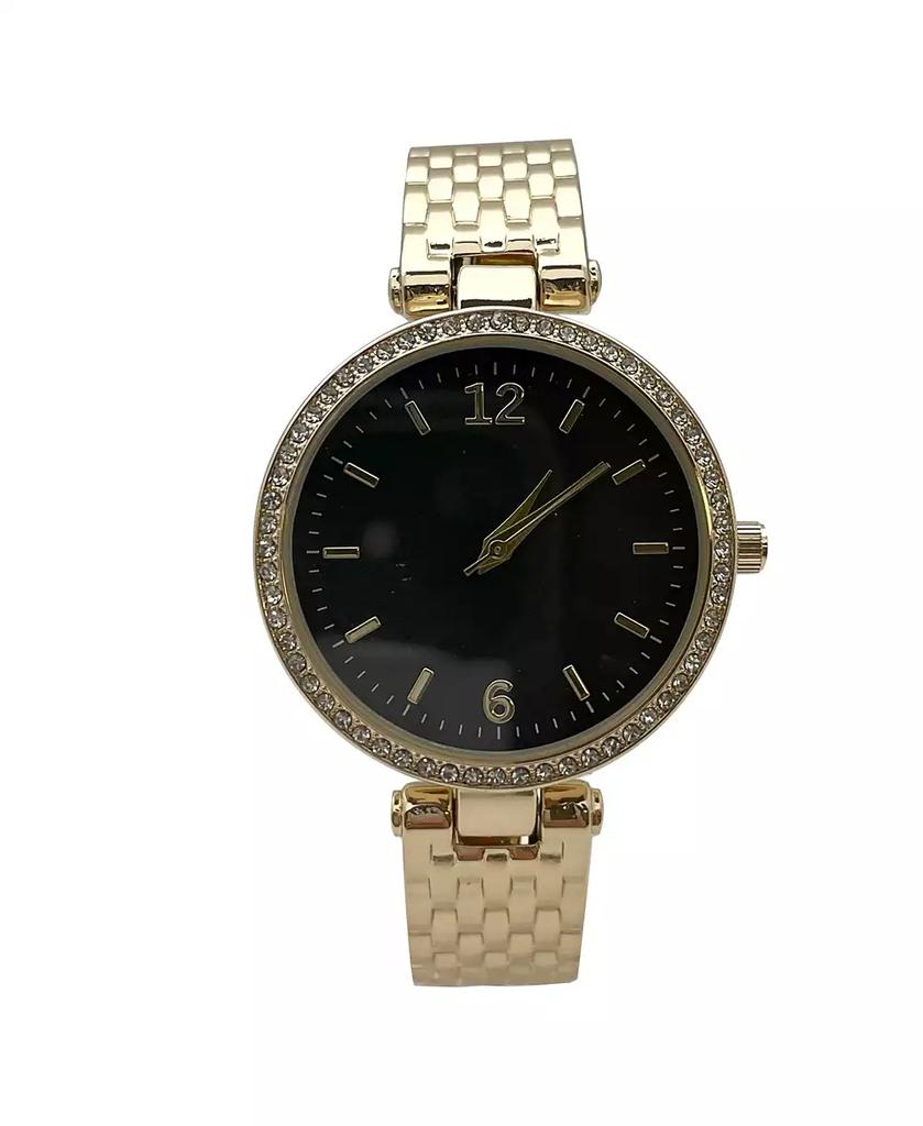 Olivia Pratt Gold Round Face with Rhinestones Bangle Women Watch