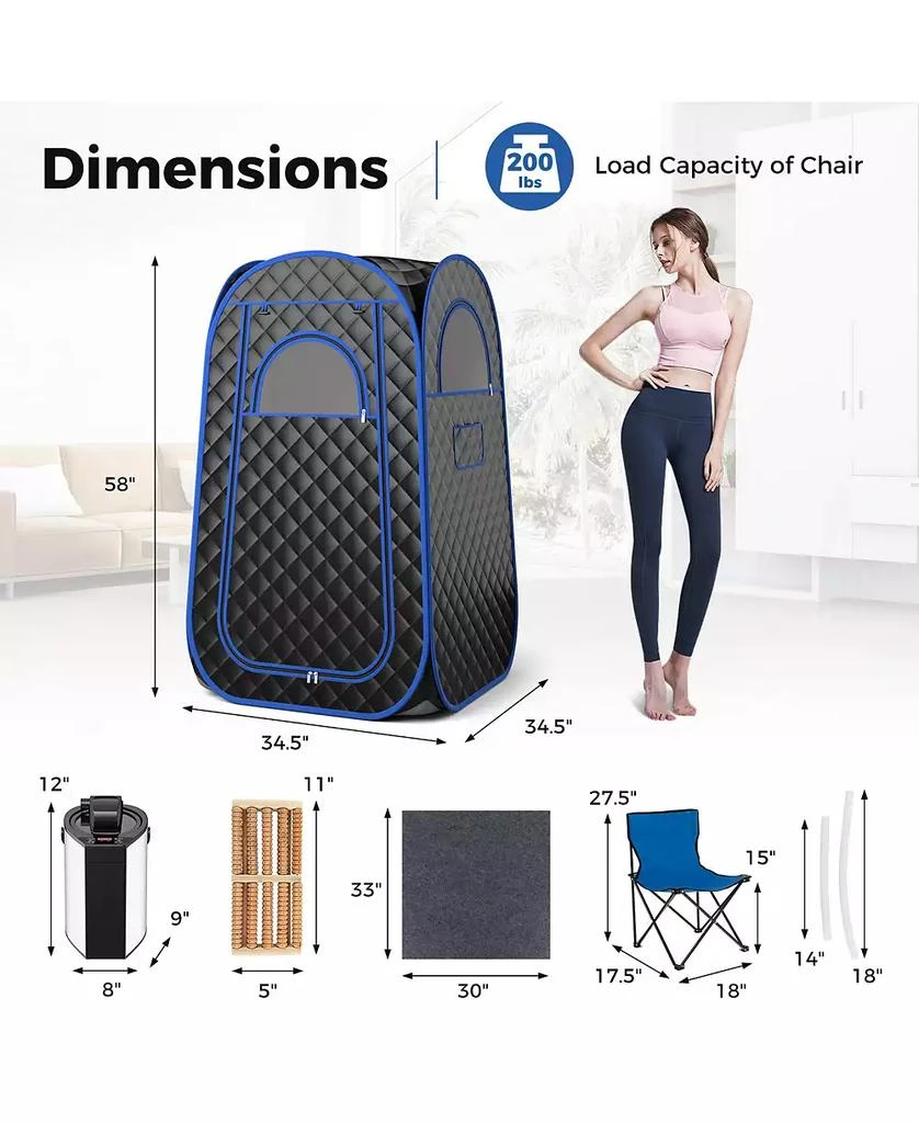 SUGIFT Full-Body Personal Sauna Tent with 1000W 3L Steam Generator-Black 5