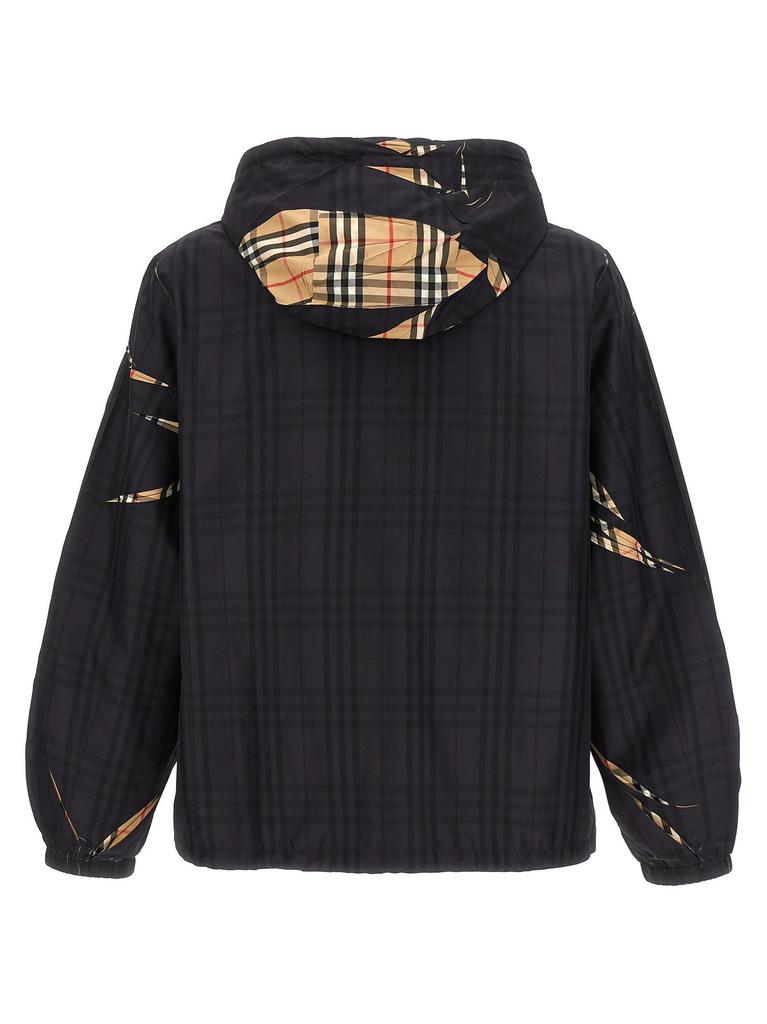 Shop Burberry Sliced Check Hooded Jacket on Sale at