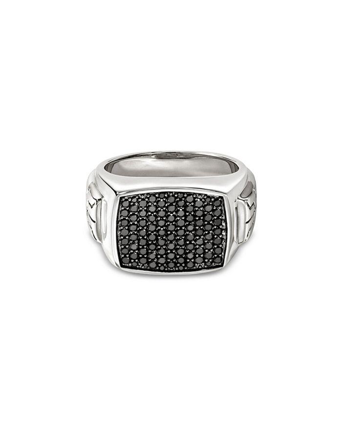 John Hardy Men's Sterling Silver ID Black Sapphire Pavé Signet Ring