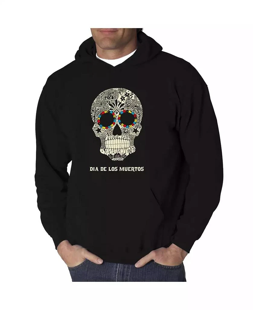 LA Pop Art Men's Dia De Los Muertos Word Art Hooded Sweatshirt 1