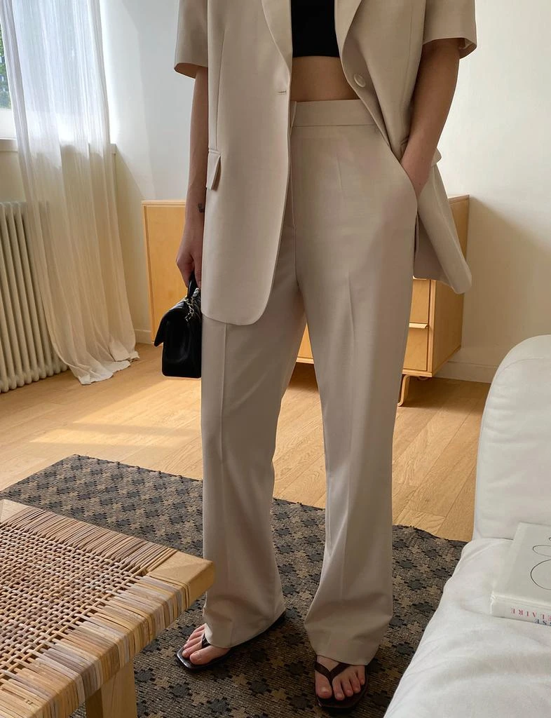 Pixie Market Tan Straight Suit Trousers 2