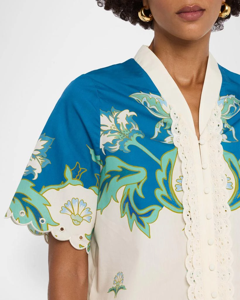Mestiza New York Cortez Scalloped Floral-Print Cotton Shirt 5