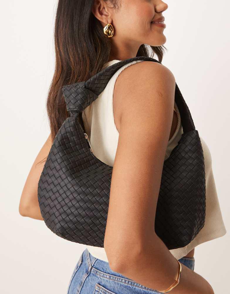 Glamorous Glamorous woven shoulder bag in black
