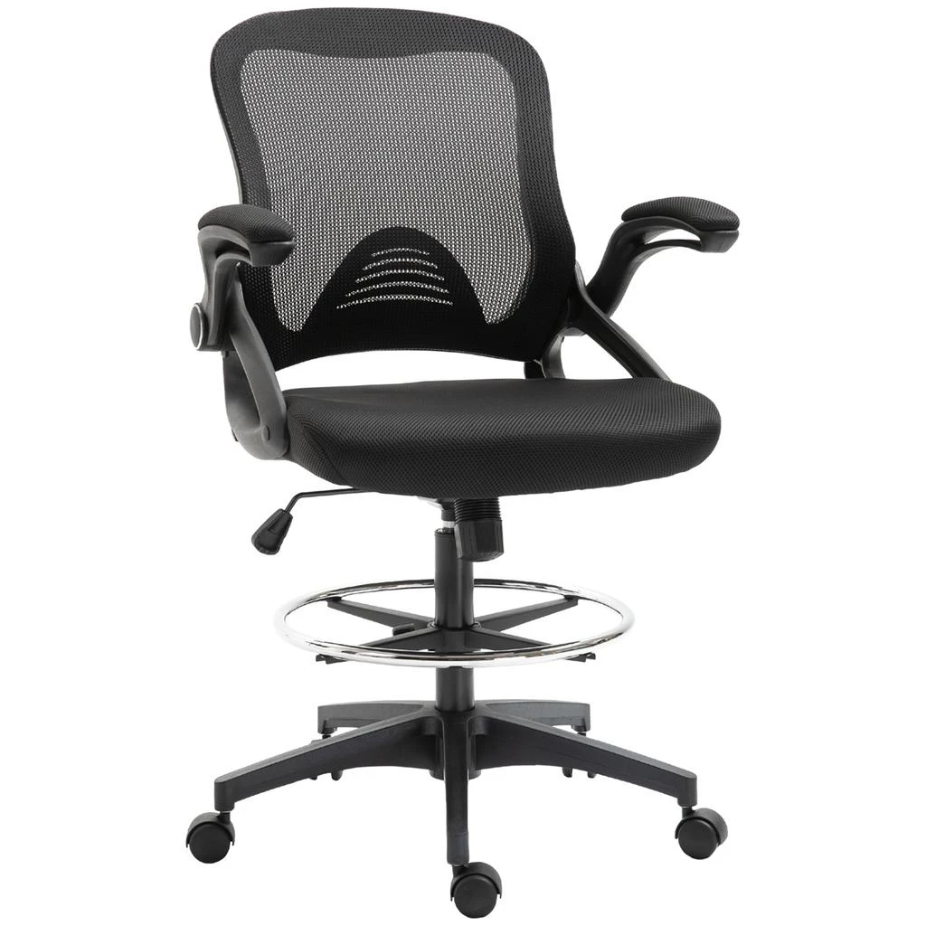 Hivvago Mesh Drafting Chair with Lumbar Support and Footrest Ring