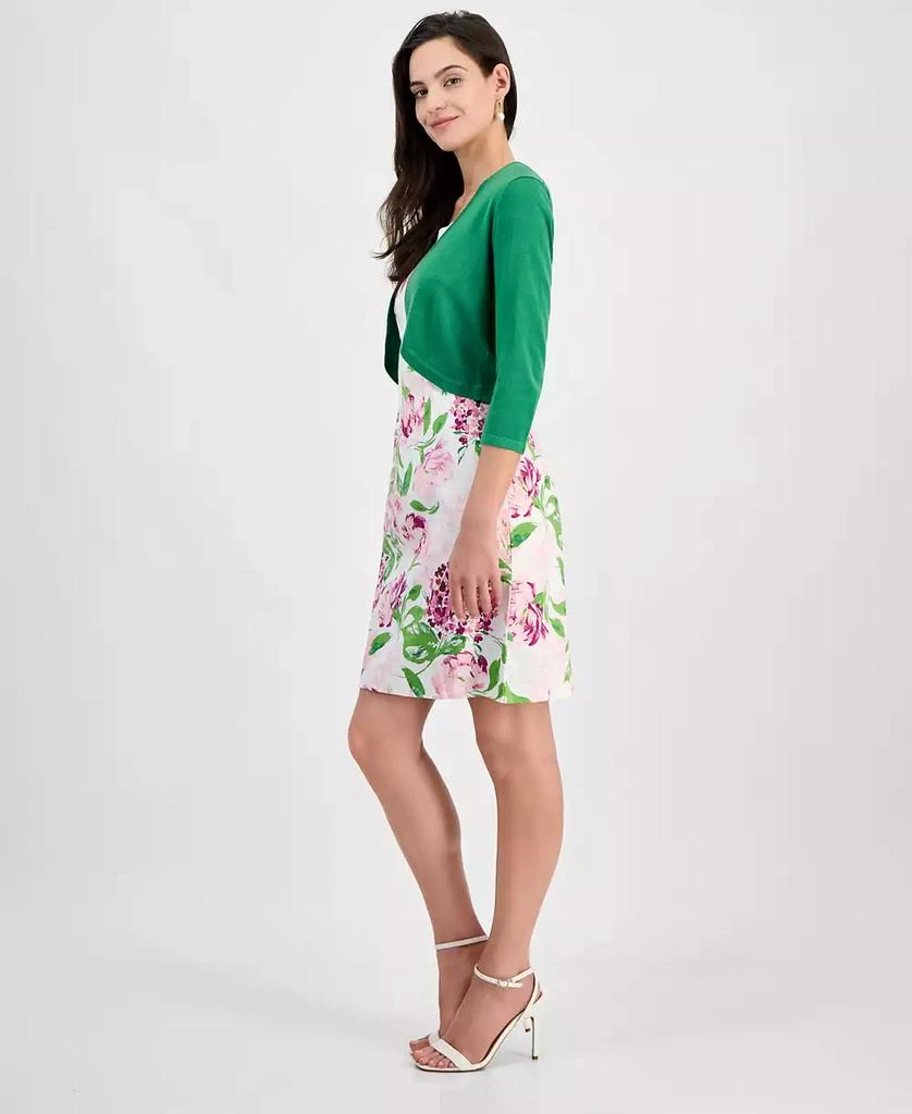 Robbie Bee Petite Knit Shrug & Floral Print Sheath Dress Set 3