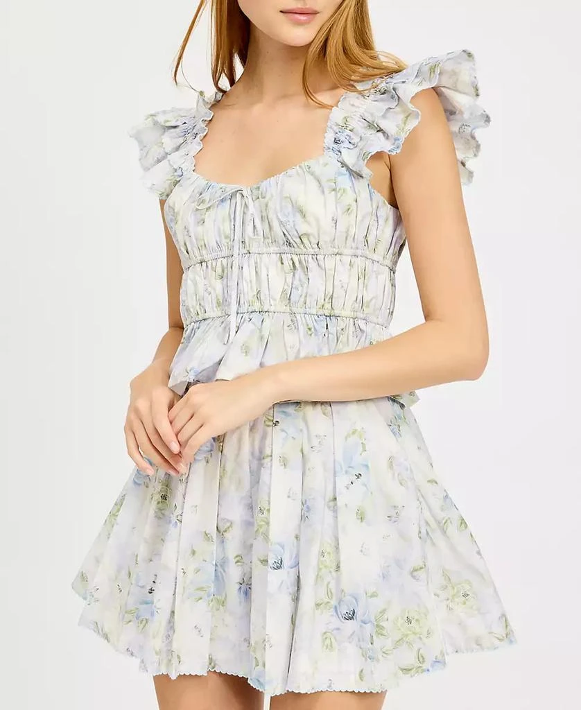 En Saison Women's Scarlet Floral Cotton Peplum Top 8
