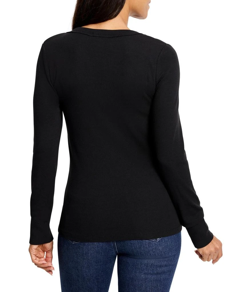 NIC+ZOE Seamed Up Split Neck Rib Tee 2