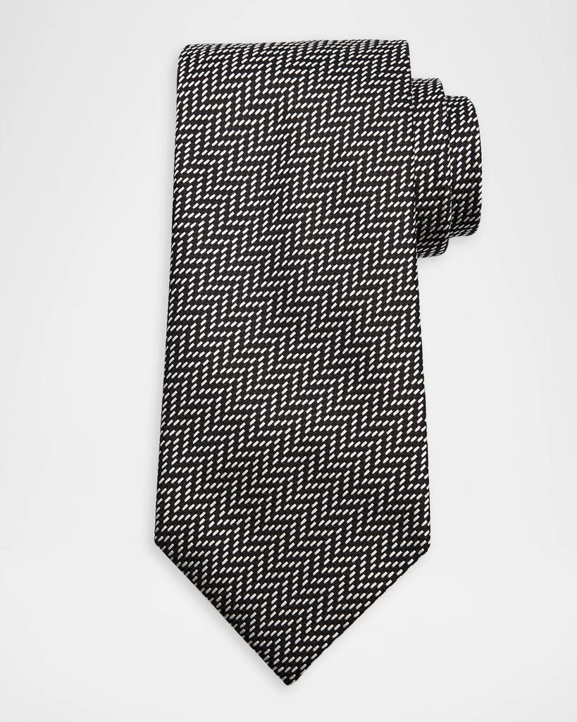Tom Ford Men's Irregular Stairstep Herringbone Silk Tie 1