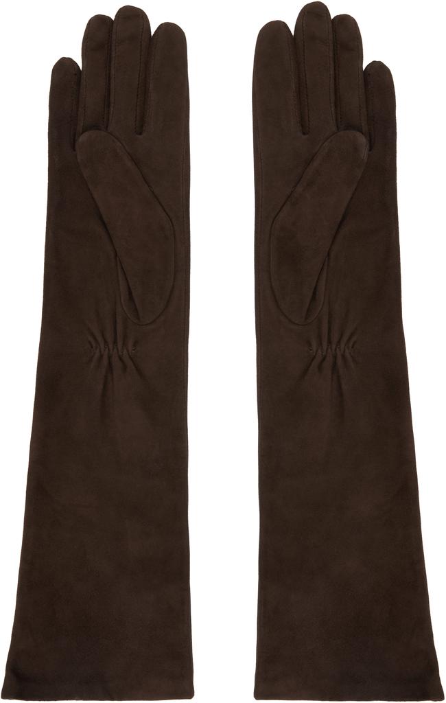 Handsome Stockholm Brown Essentials Long Suede Gloves