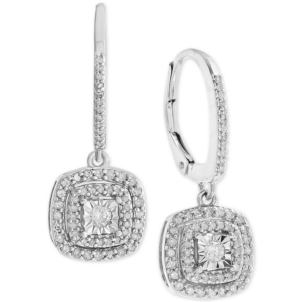 Macy's Diamond Halo Drop Earrings (1/2 ct. t.w.) in Sterling Silver, 14k Rose Gold Sterling Silver & 14k Gold Sterling Silver.