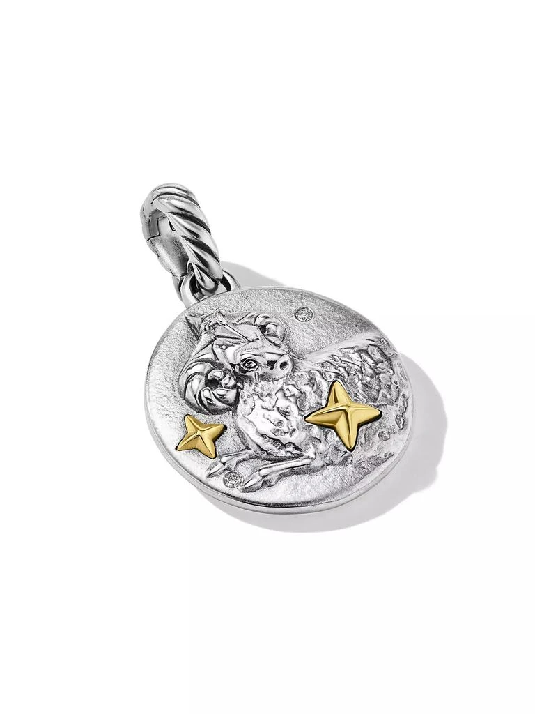 David Yurman Aries Amulet in Sterling Silver with 18K Yellow Gold and Diamonds, 19MM 3