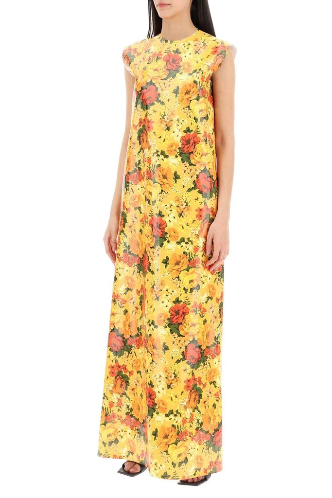 Balenciaga maxi sleeveless faux vinyl floral dress 4