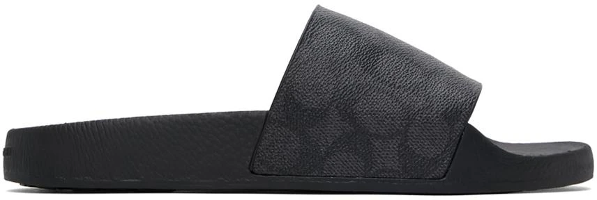 Coach Black Coated Canvas Slides 1