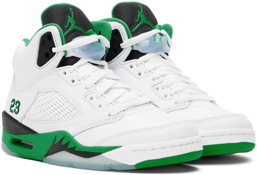 Jordan White & Green Air Jordan 5 Retro Sneakers 4