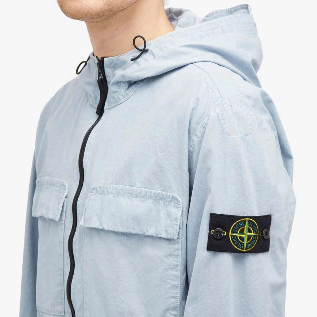 Shop Stone Island Brushed Cotton Canvas Hooded Overshirt on Sale