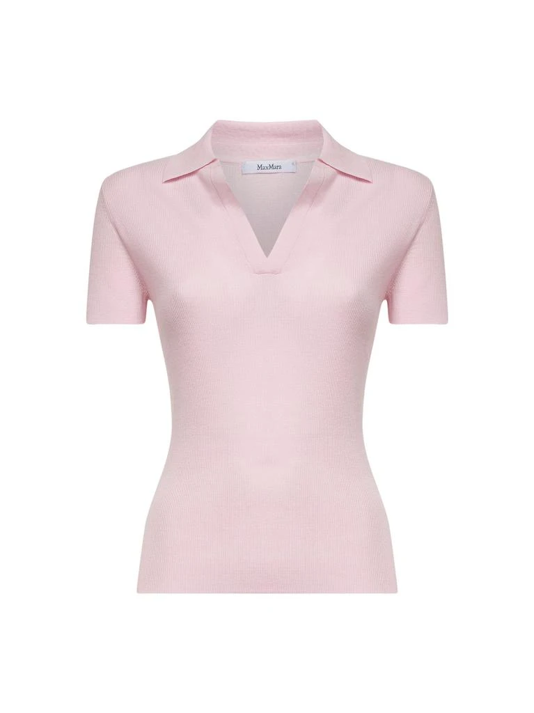 Max Mara MAX MARA | Pink ribbed wool MXMALBERO polo shirt | Women | M