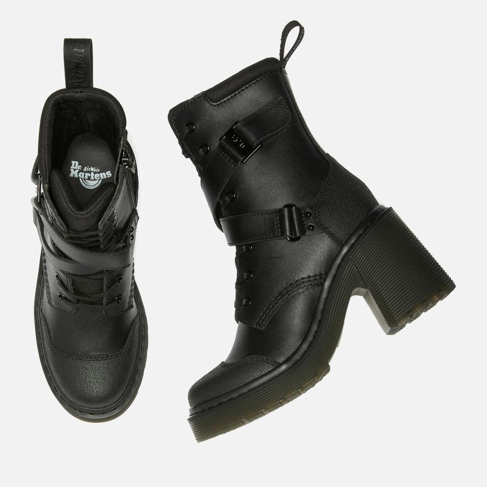 DR. MARTENS WOMEN'S CHESNEY TECH 8-EYE HEELED LEATHER BOOTS