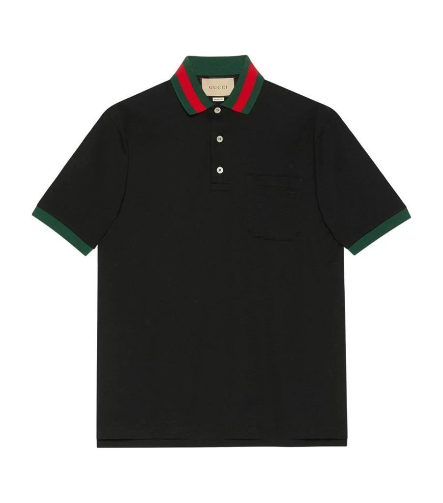Gucci Cotton Collar-Detail Polo Shirt 1