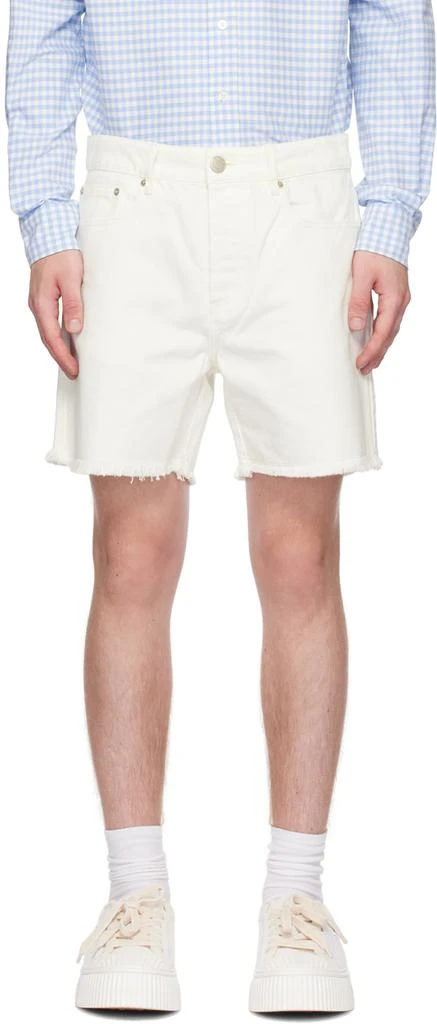 AMI Paris White Frayed Denim Shorts 1