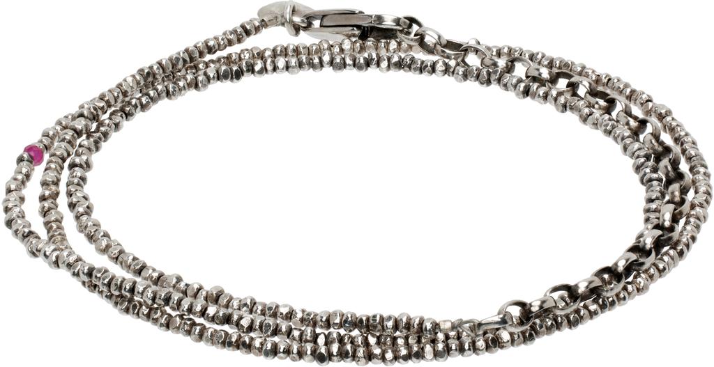 Title of Work Silver Beaded Chips Multi Wrap Bracelet