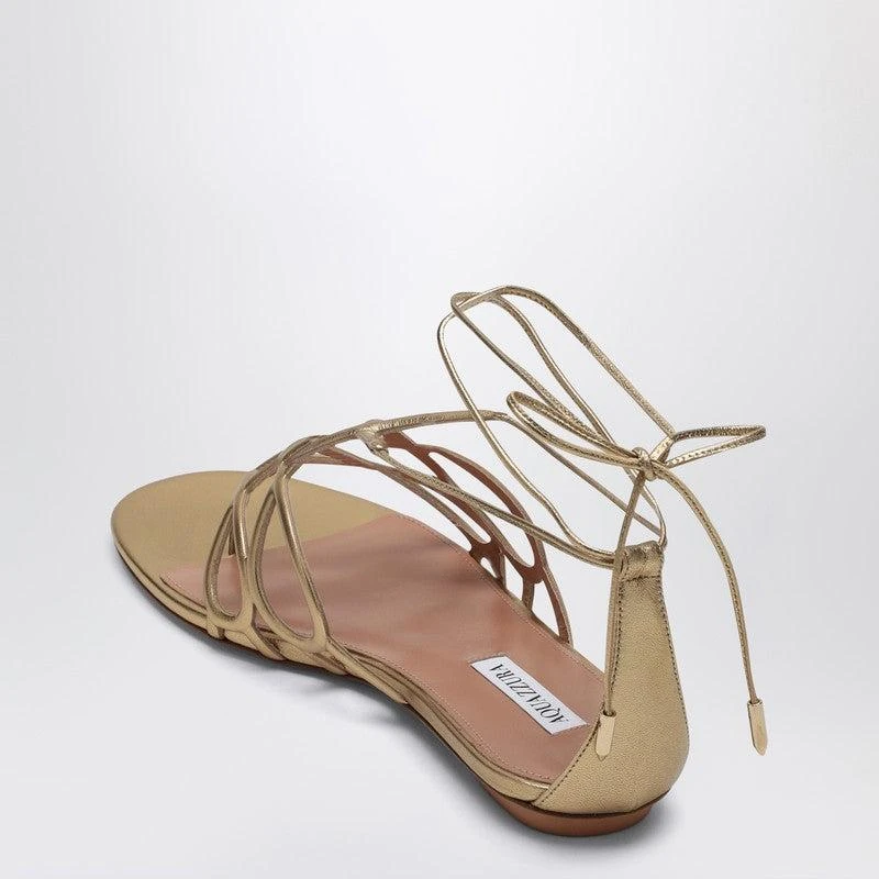 Aquazzura Women's Low gold Leather Sandal 2