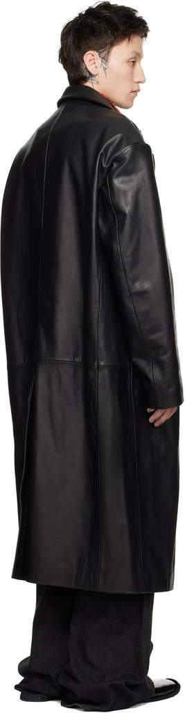 LU'U DAN Black Crombie Leather Coat 3