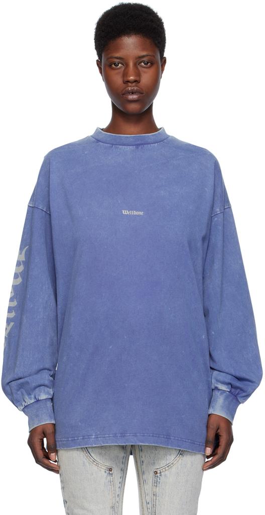 We11done Purple Faded Long Sleeve T-Shirt
