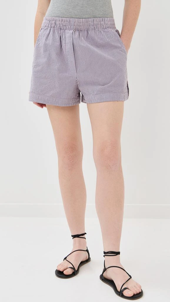 Tibi Garment Dyed Seersucker Pull On Shorts 6