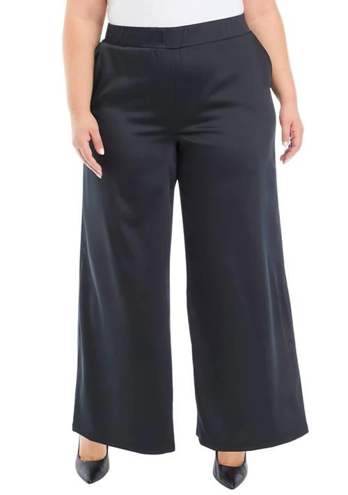 Cupio Plus Size Wide Leg Pull On Pants 1