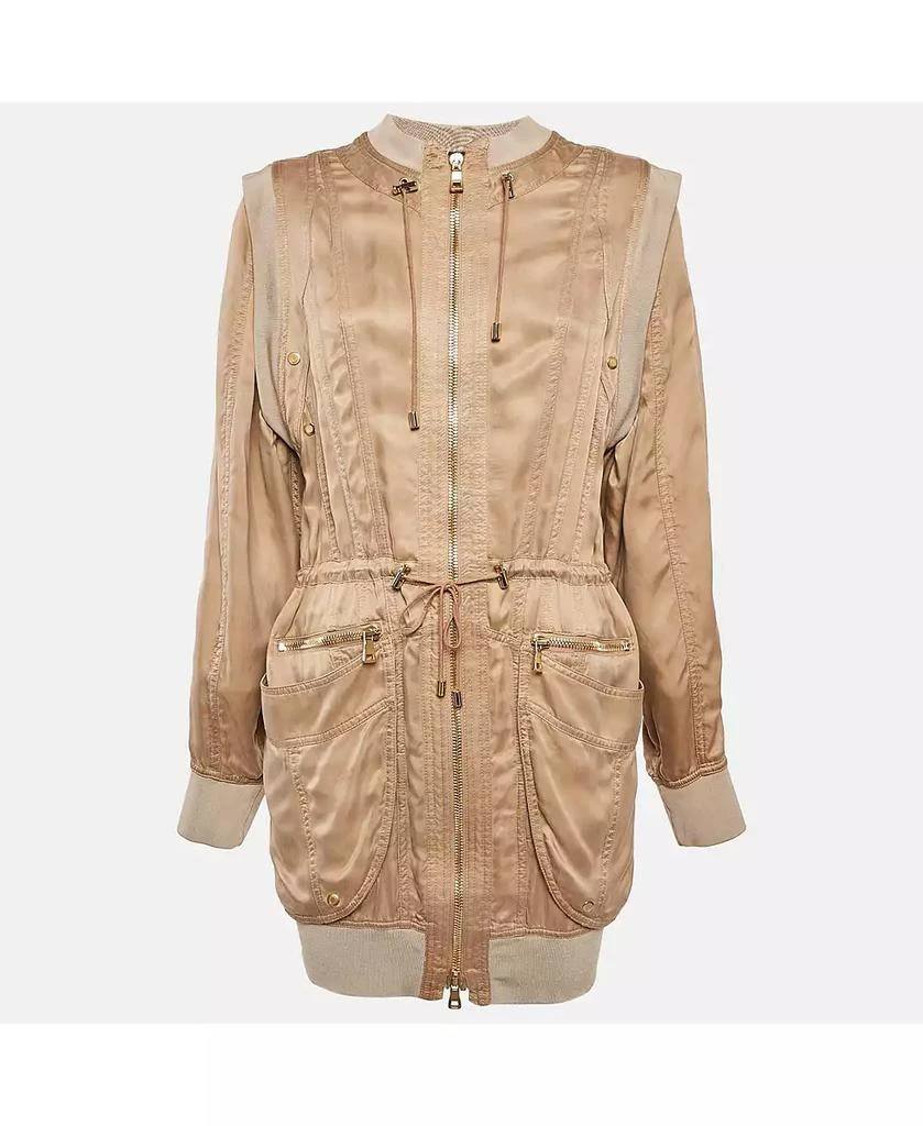 Pre-Owned Balmain Women
s Beige Gabardine Long Zip-Up Jacket