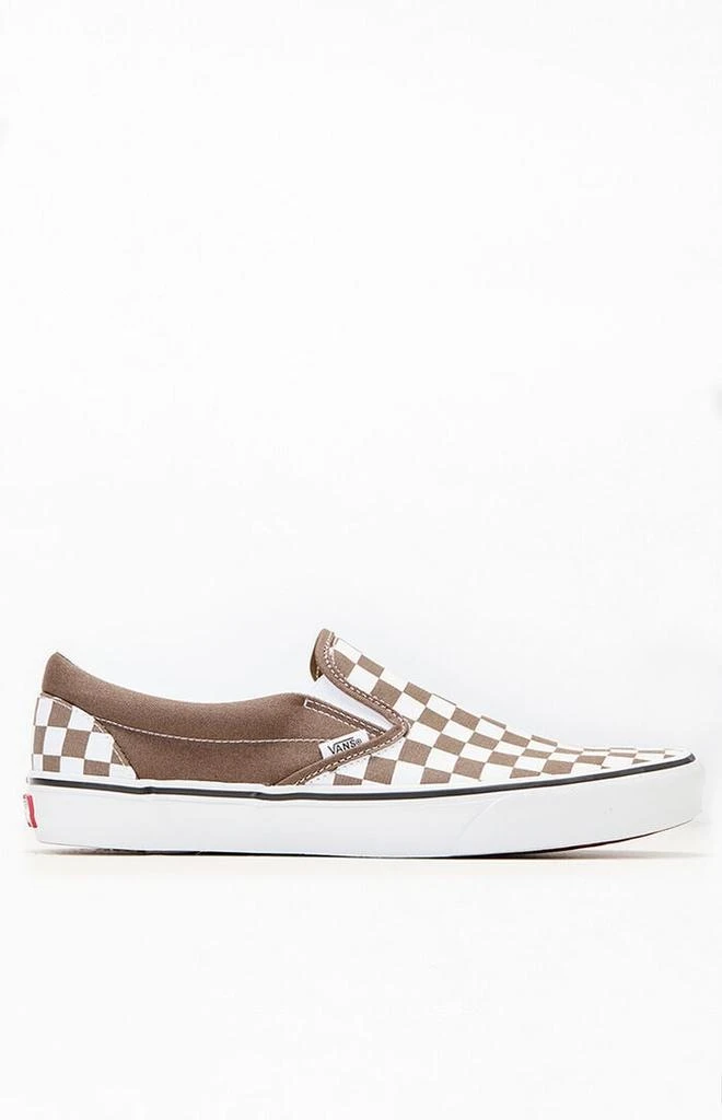 Vans Khaki Checkerboard Slip-On Shoes 1