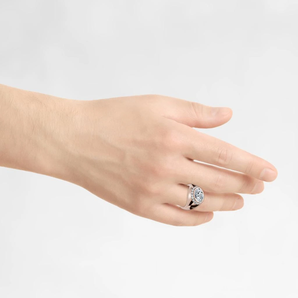 Pompeii3 Certified 3 1/3Ct Men
s Bezel Set Diamond Halo Signet Ring 14k Gold Lab Grown 3