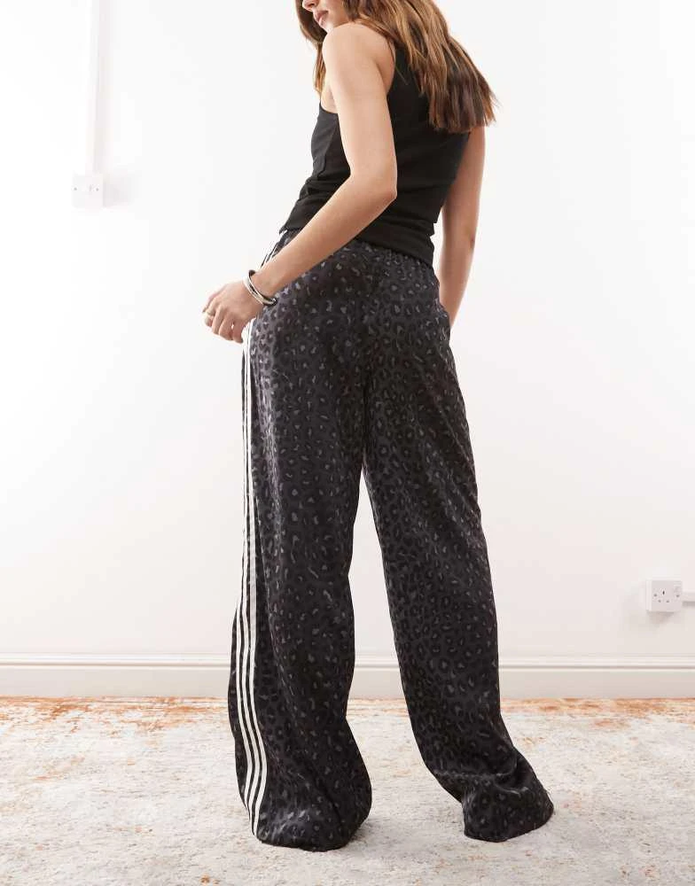 Adidas adidas Originals satin wide leg track pants in black leopard print  - MULTI 4