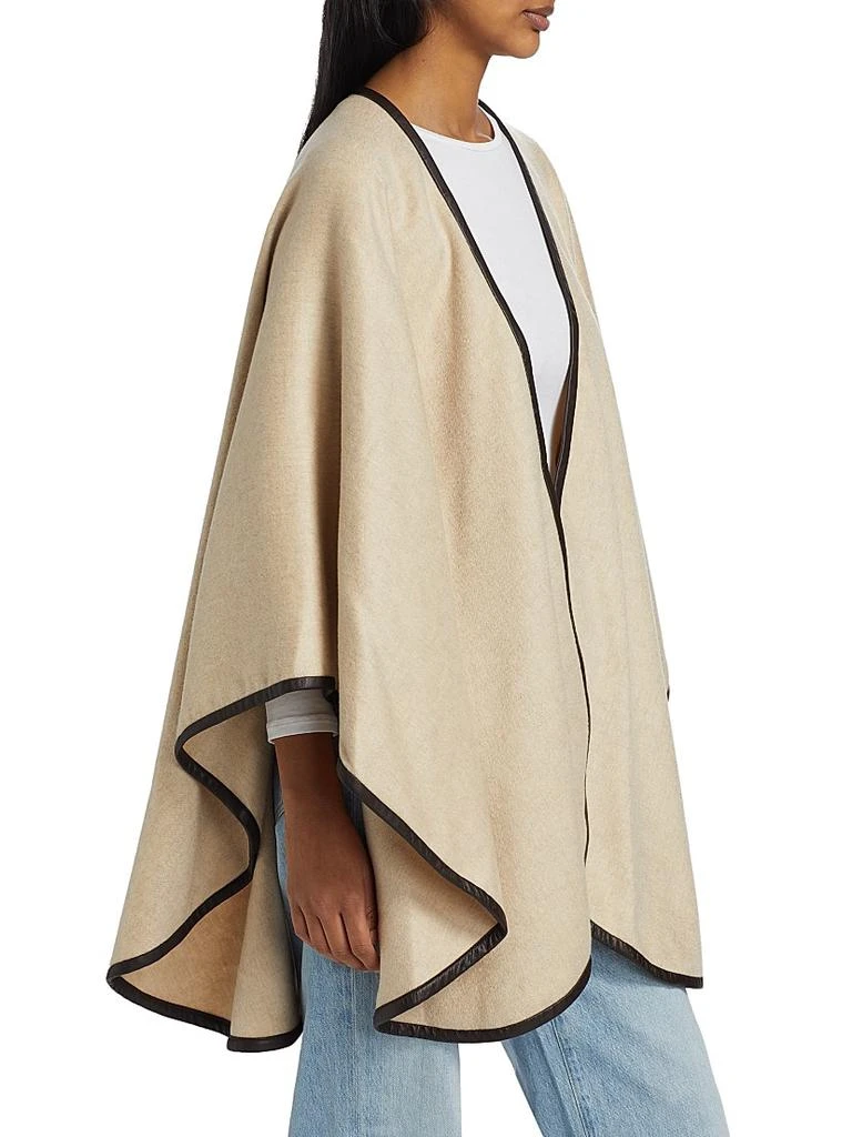 Sofia Cashmere Leather-Trim Reversible Cashmere Cape 4