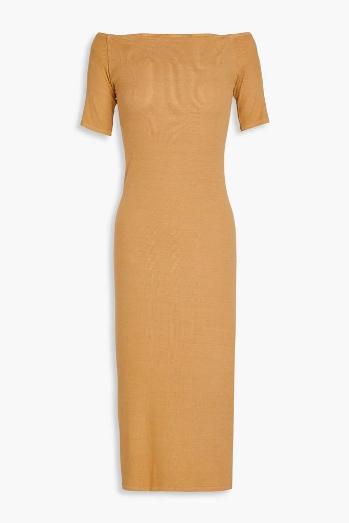 Enza Costa Off-the-shoulder ribbed jersey midi dress 1