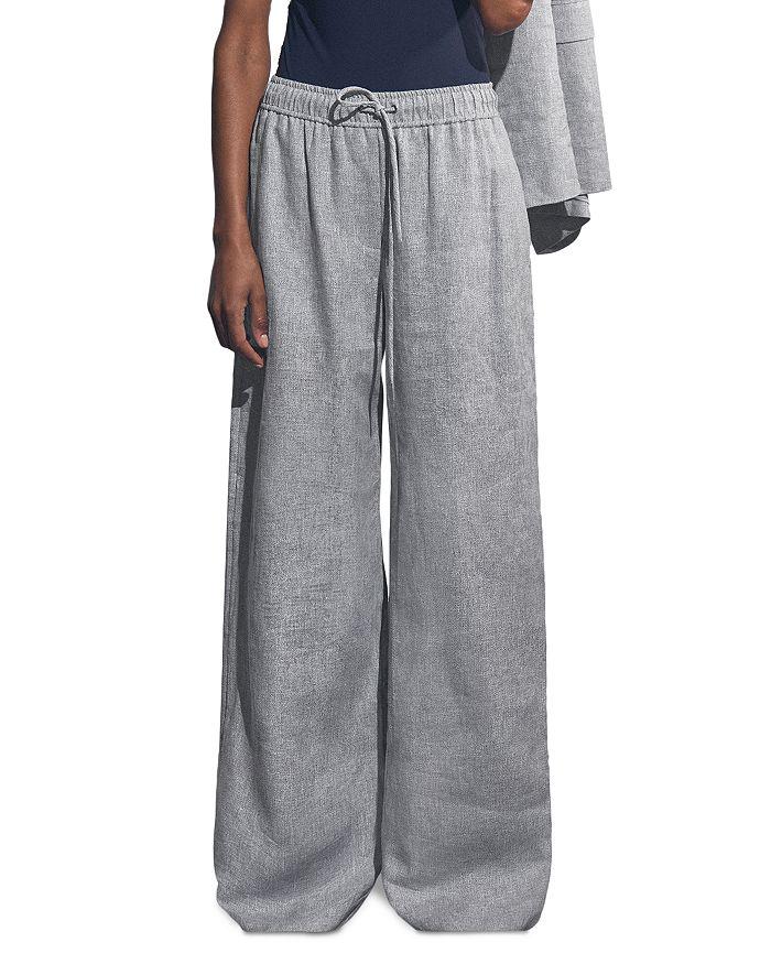 REISS Petite Willow Linen Wide Leg Trousers