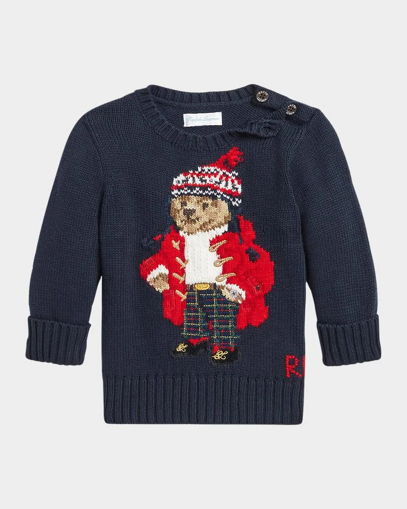 Ralph Lauren Boy's Festive Polo Bear Intarsia Sweater, Size 3M-24M 1