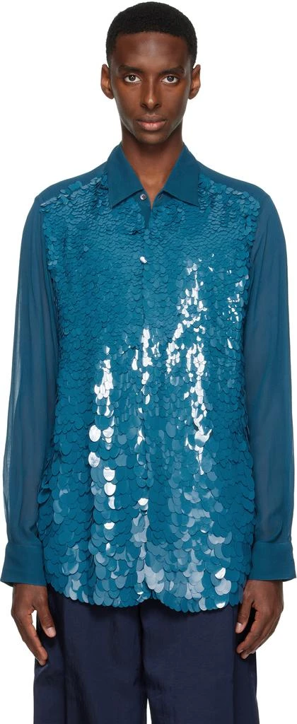 Dries Van Noten Blue Sequinned Shirt 1