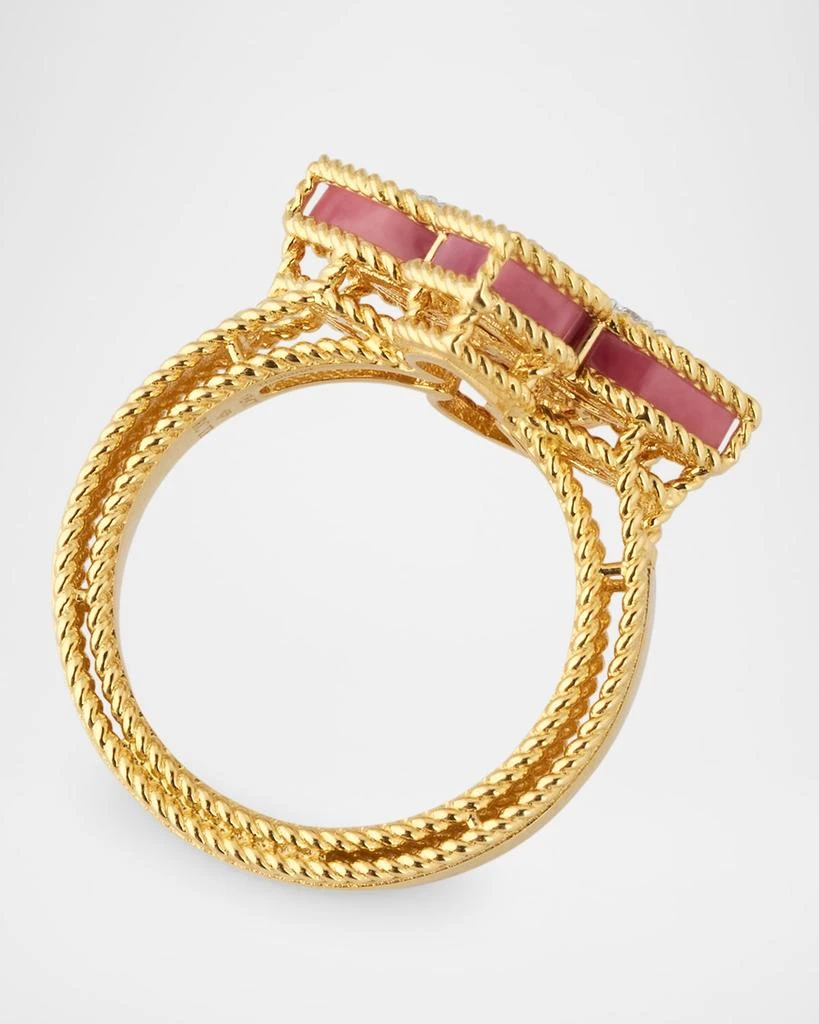 Roberto Coin 18K Yellow Gold Diamond and Rhodonite Ring, Size 6.5 5