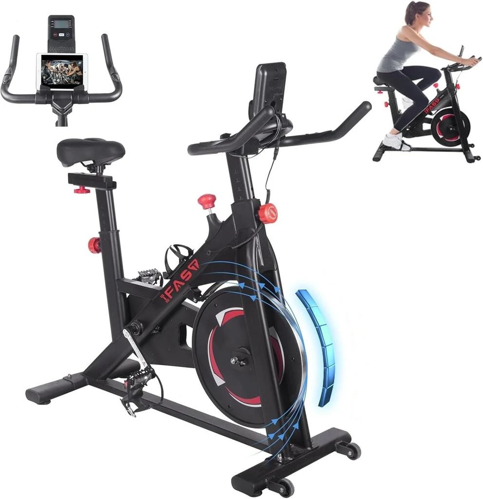 CARDIORAKK Black Stationary Bikes for Home Spin Indoor Exercise Bike with LCD Monitor and Comfortable Seat Cushion for Home Gym Cardio Fitness Training