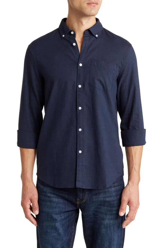Linen Blend Woven Solid Button-Down Shirt – On Sale Now with Up to