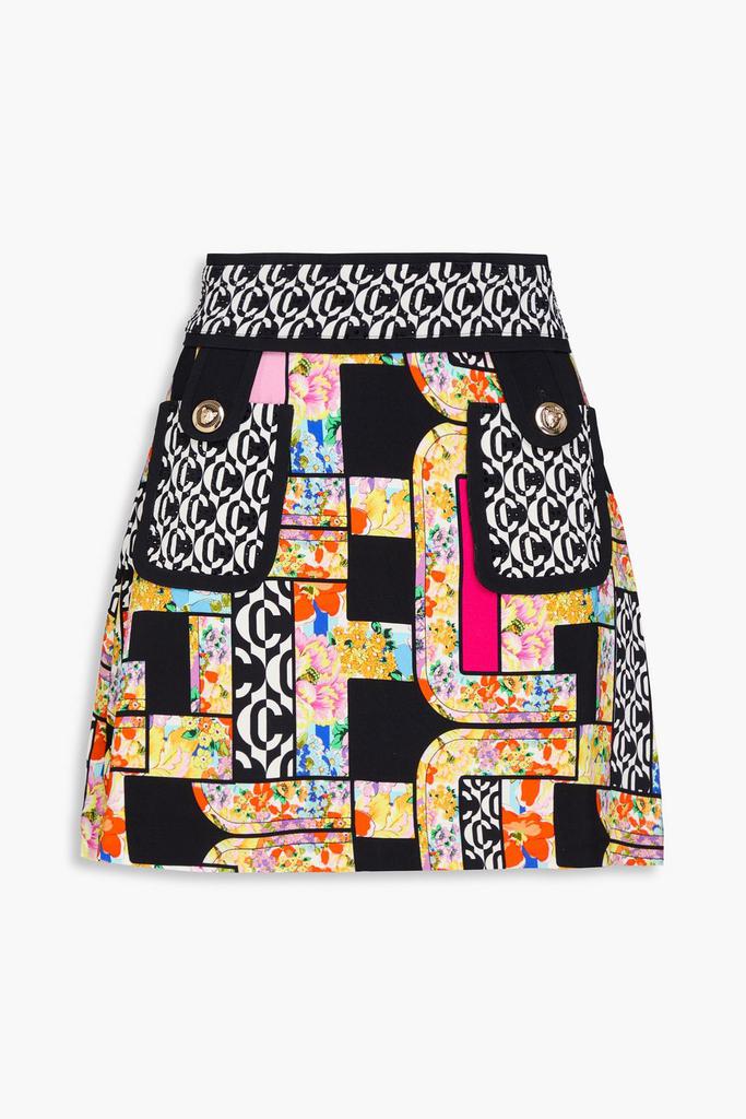 Camilla Patchwork-effect stretch-crepe mini skirt