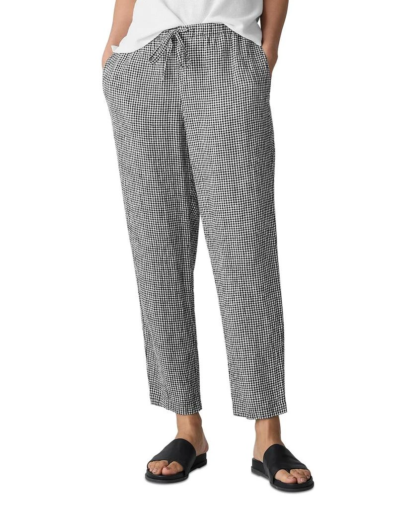 Eileen Fisher Puckered Linen Tapered Ankle Pants 1