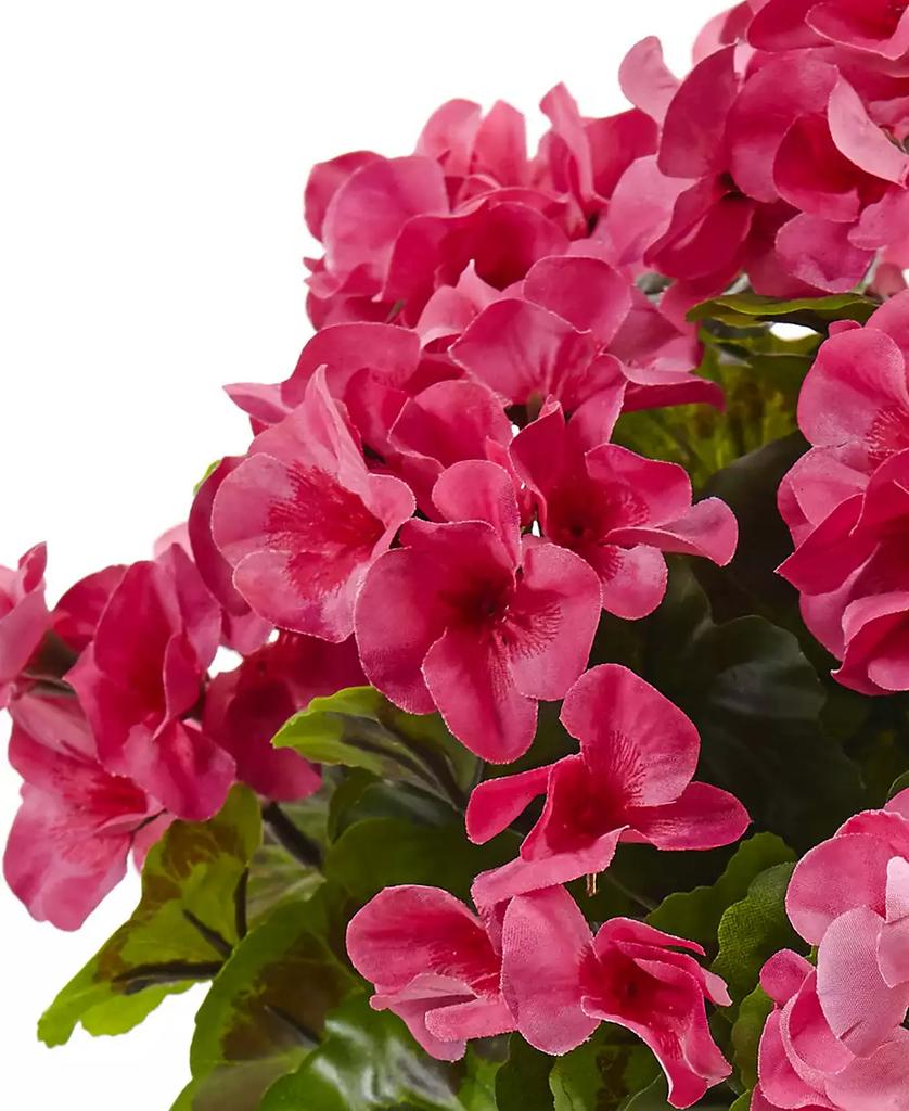 NEARLY NATURAL Geranium UV-Resistant Indoor/Outdoor Artificial Plant in Metal Planter
