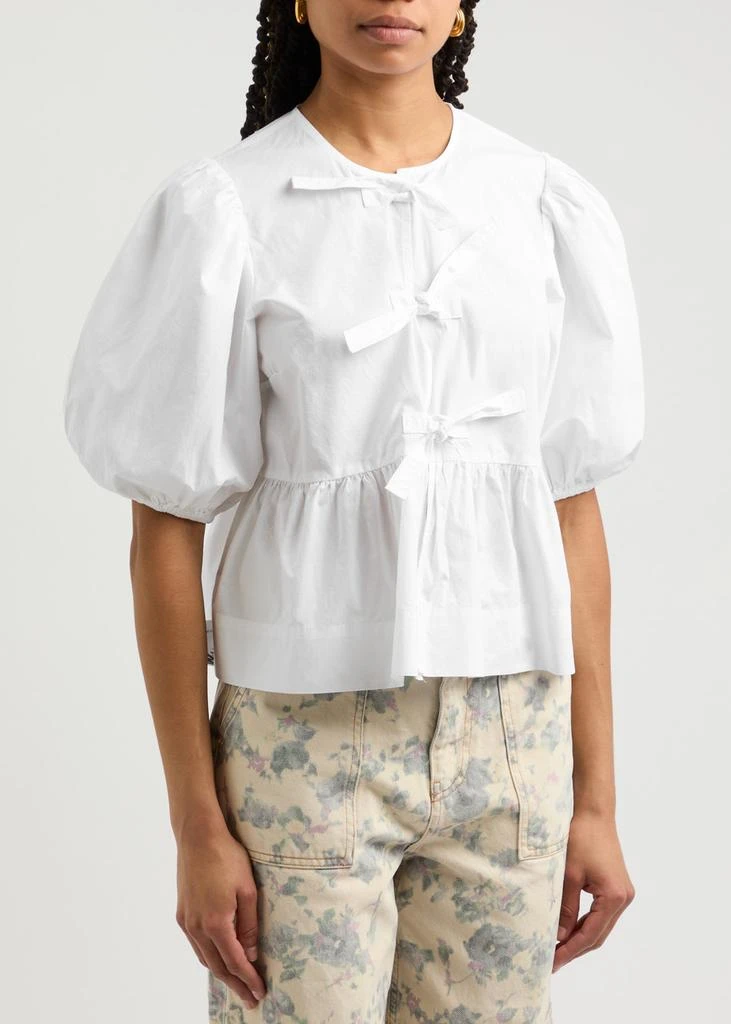 Ganni Tie-front cotton-poplin blouse 2
