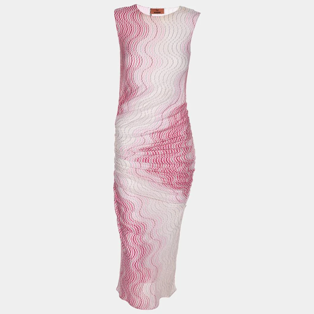 Missoni Missoni Pink Lame Fabric Wave Print Mini Dress S 1