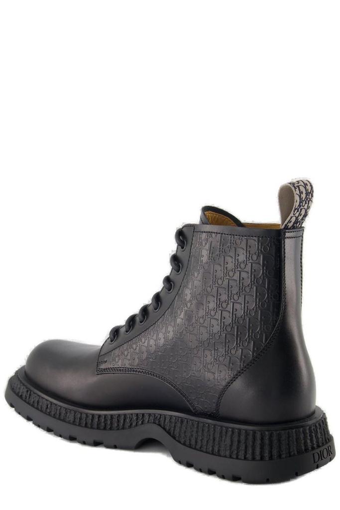 Shop Dior Homme Oblique Printed Round-Toe Boots on Sale at